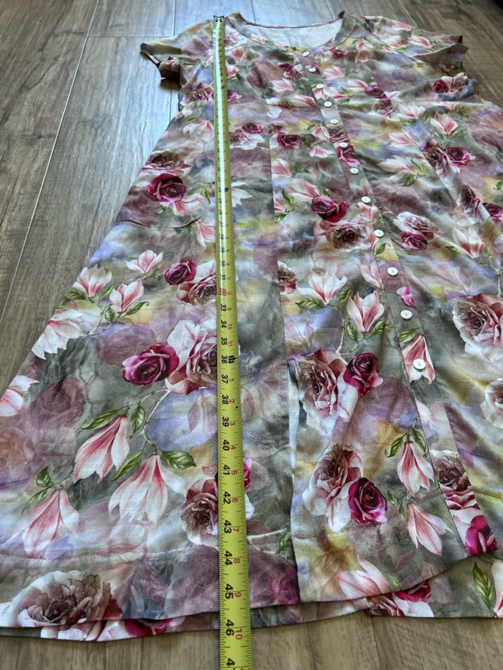 Blue Sky Morgan midi Dress Norwich Linen Bamboo pretty Floral watercolor flowers - Picture 12 of 13